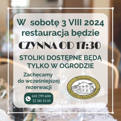 Godziny otwarcia w sobotę 3 sierpnia