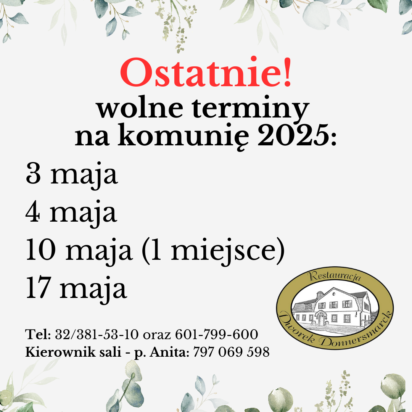 Ostatnie wolne terminy na komunię 2025